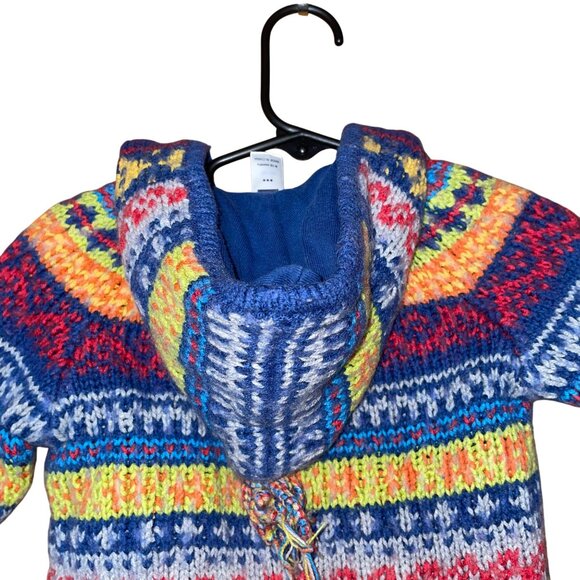 Gap Colorful  Infant Zip Up Cardigan Hooded Sweater Nordic Design 6-12 months - Picture 6 of 9